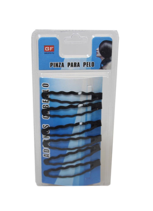 Black Wavy Hair Clips 6 cm Pack of 6 3121