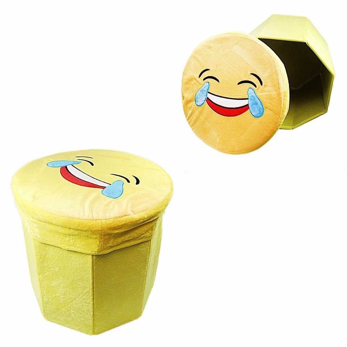 Emoji Storage Box Seat Stool 28 x 30 cm Assorted Designs 4654