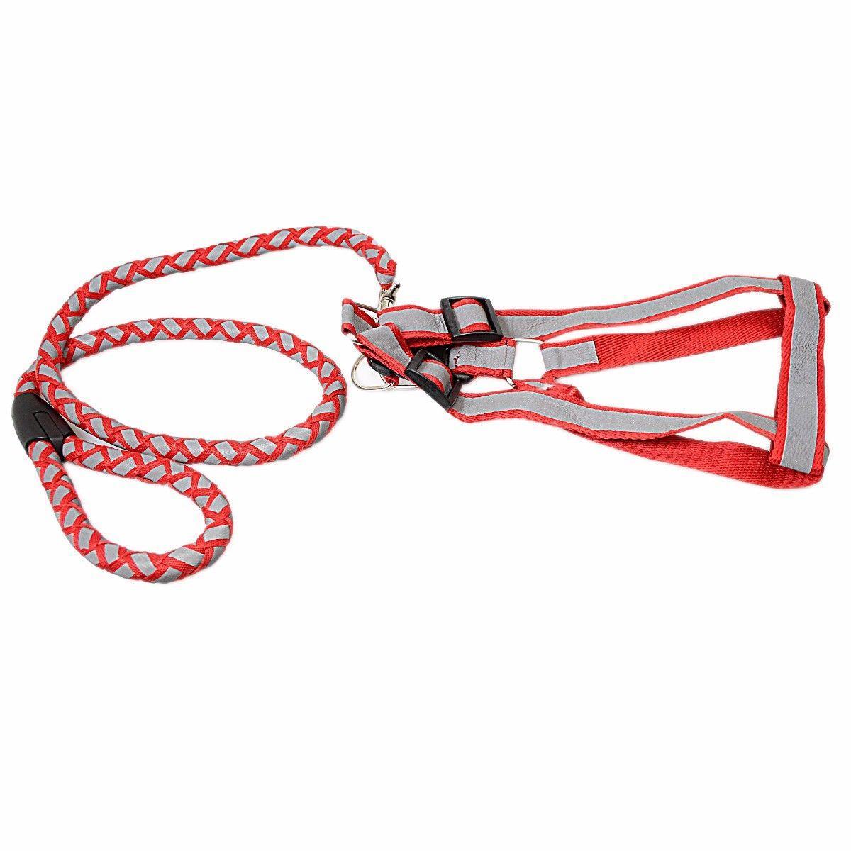 Reflective Dog Leash lead with Harness 100 cm Assorted Colours 0077