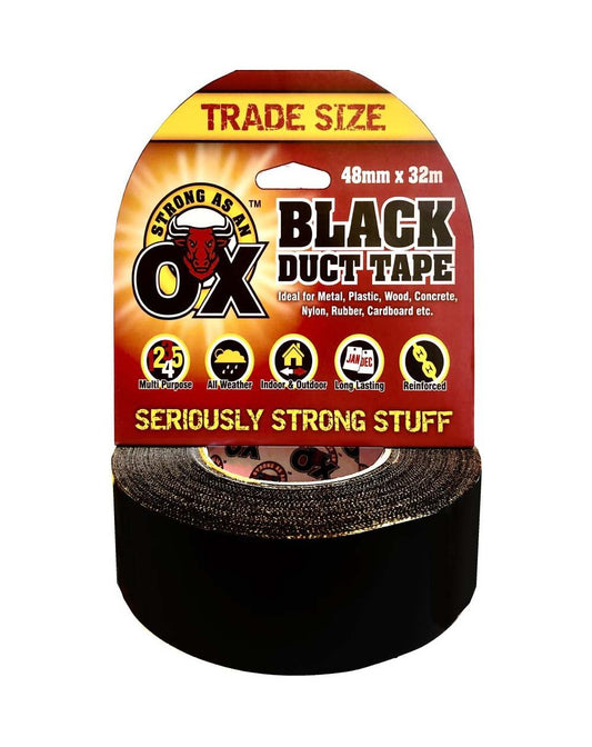 Black Duct Tape Seriously Strong Stuff Indoor Outdoor All Weather Duct Tape 48mm x 32m 3158