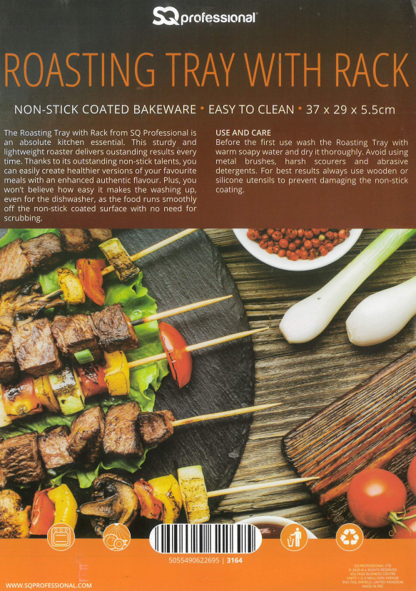 SQ Professional Non Stick Roasting Tray with Rack 37 x 29 x 5.5 cm / 3.5L 3164