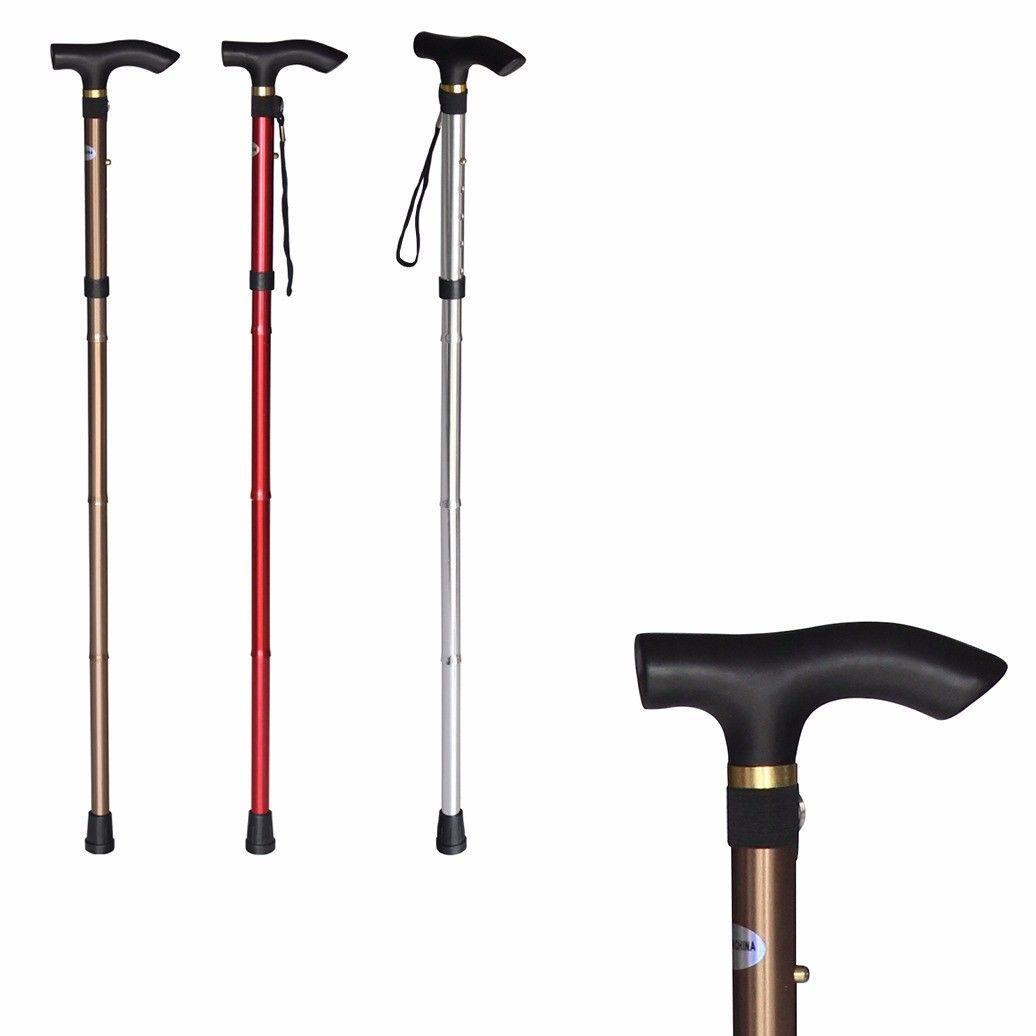 Easy Folding Lightweight Walking Stick Adjustable Aluminium Cane Assorted Colours 2838 A
