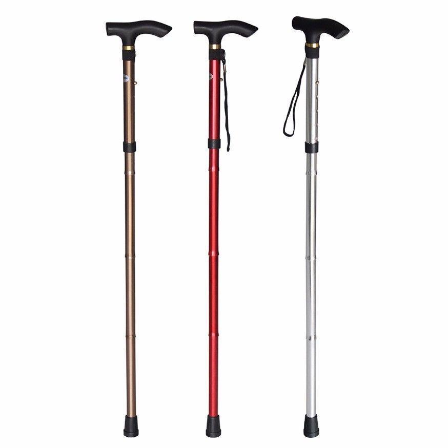 Easy Folding Lightweight Walking Stick Adjustable Aluminium Cane Assorted Colours 2838 A