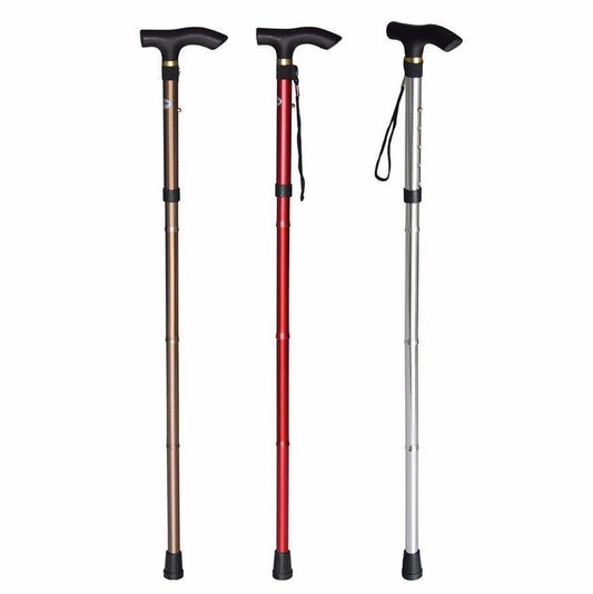 Easy Folding Lightweight Walking Stick Adjustable Aluminium Cane Assorted Colours 2838 A