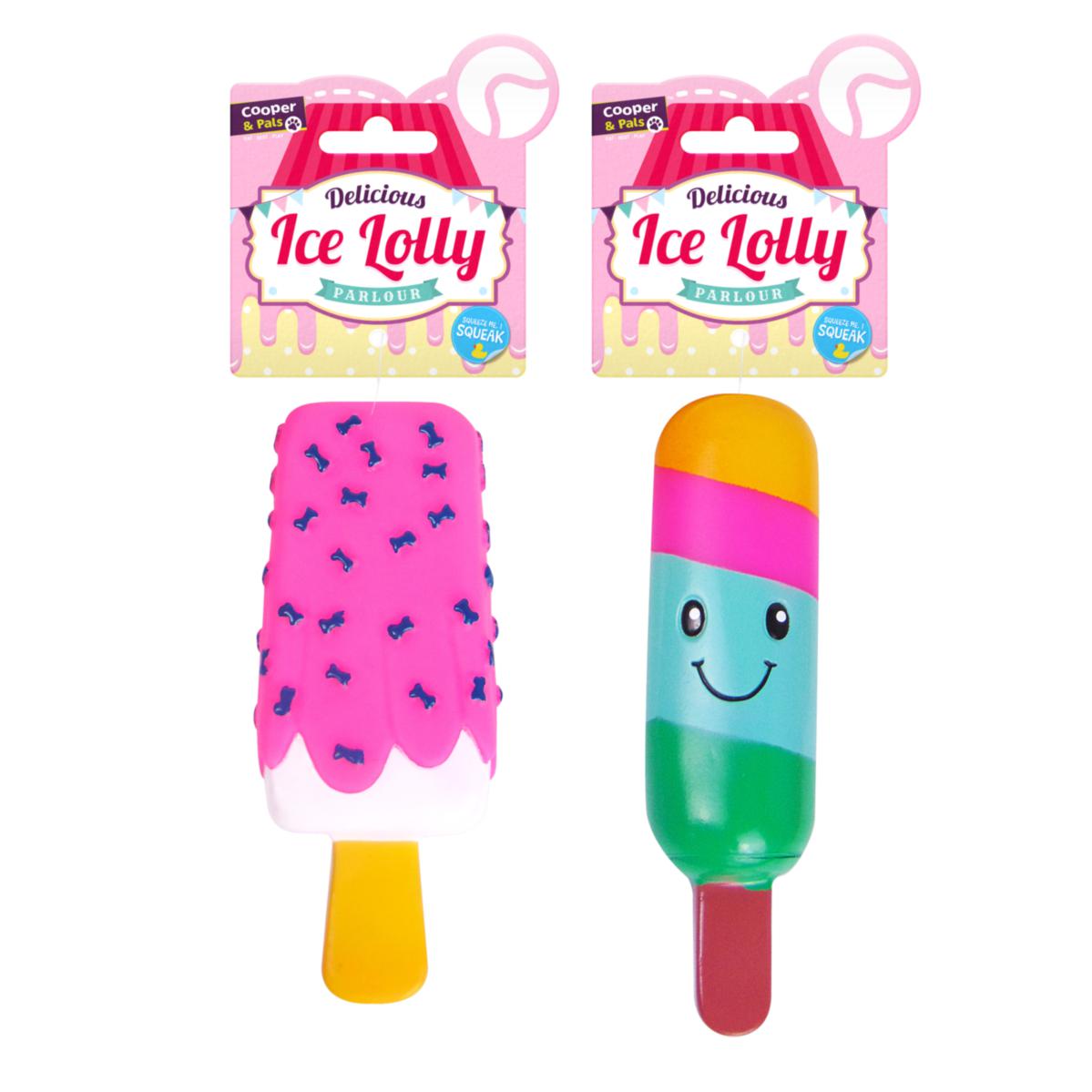 Multicolour Ice Lolly Popsicle Parlour Squeaky Dog Toys Assorted Designs 318826