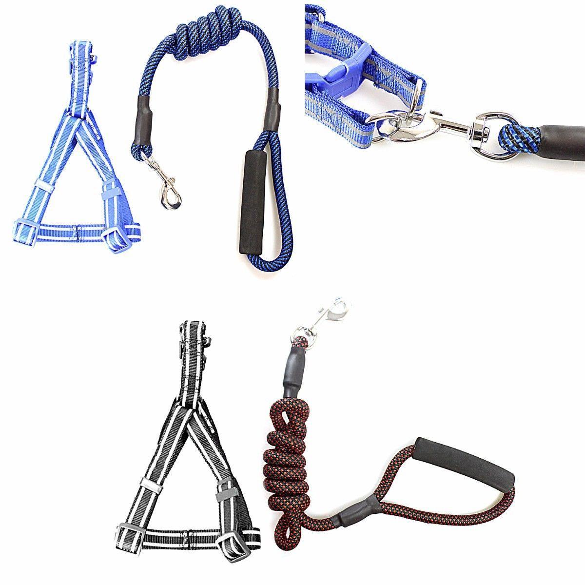 Reflective Nylon Dog Leash lead with Harness Assorted Colours 4266