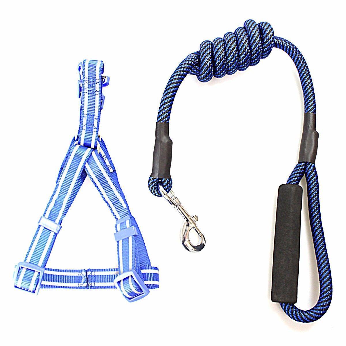 Reflective Nylon Dog Leash lead with Harness Assorted Colours 4266