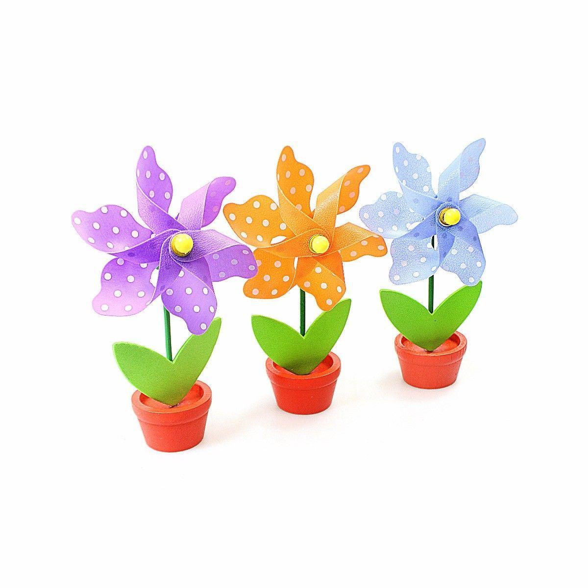Plastic Windmill Decor in Garden Pot Pack of 3 Assorted Colours