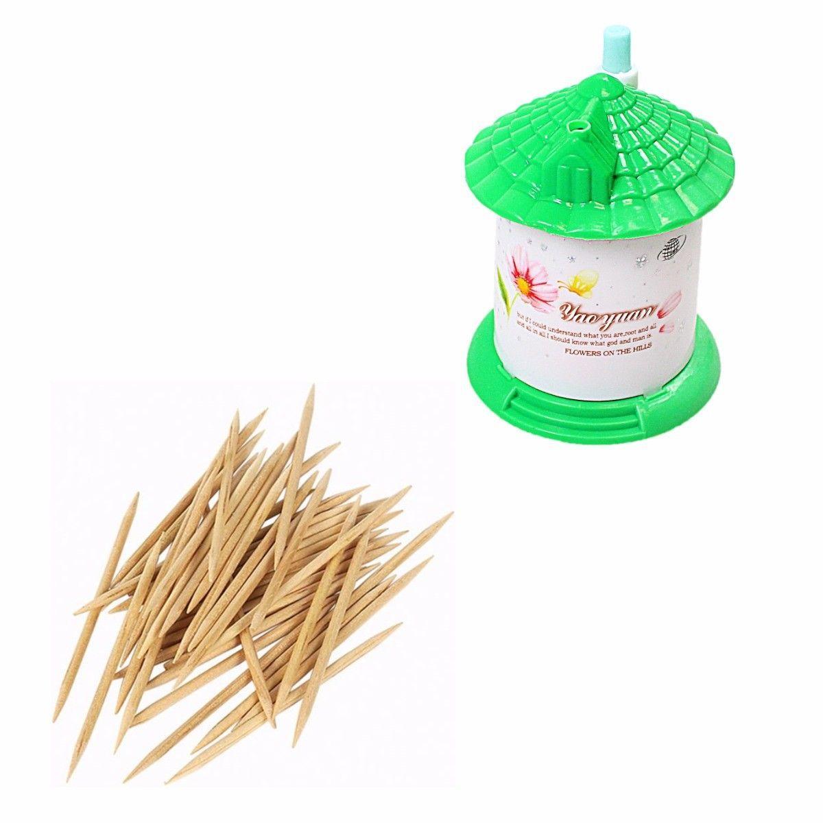Plastic House Shaped Toothpick Holder with Toothpicks 7 x 7.2 cm Assorted Colours 4836