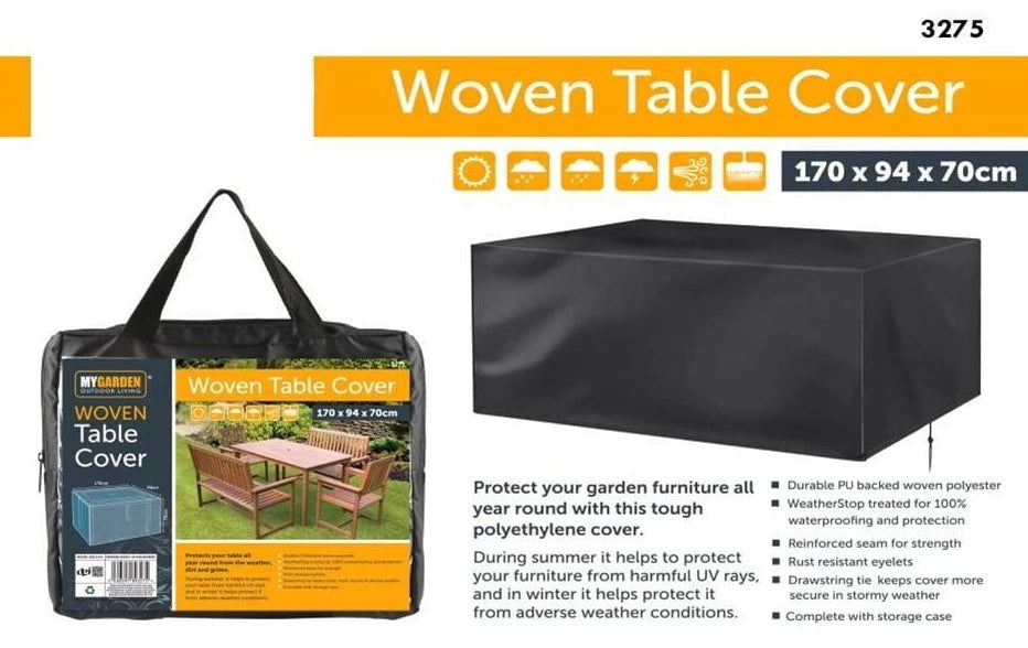 Garden Table Water Resistant Cover - 170cm x 94cm x 70cm