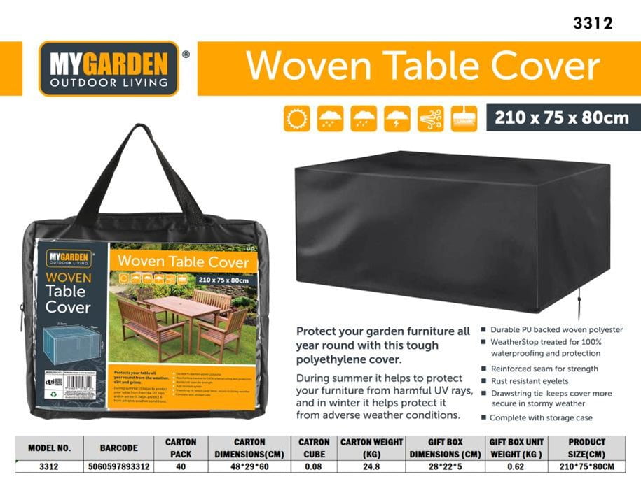 Garden Woven Table Cover 210 X 75 X 80Cm