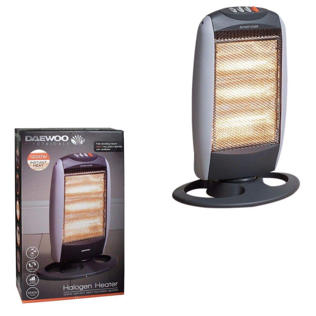 Halogen Heater Instant Heat 1200W 3 Heat Settings With Oscillation Safety Tilt HEA1416 A W25 p