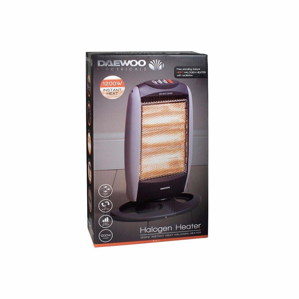Halogen Heater Instant Heat 1200W 3 Heat Settings With Oscillation Safety Tilt HEA1416 A W25 p