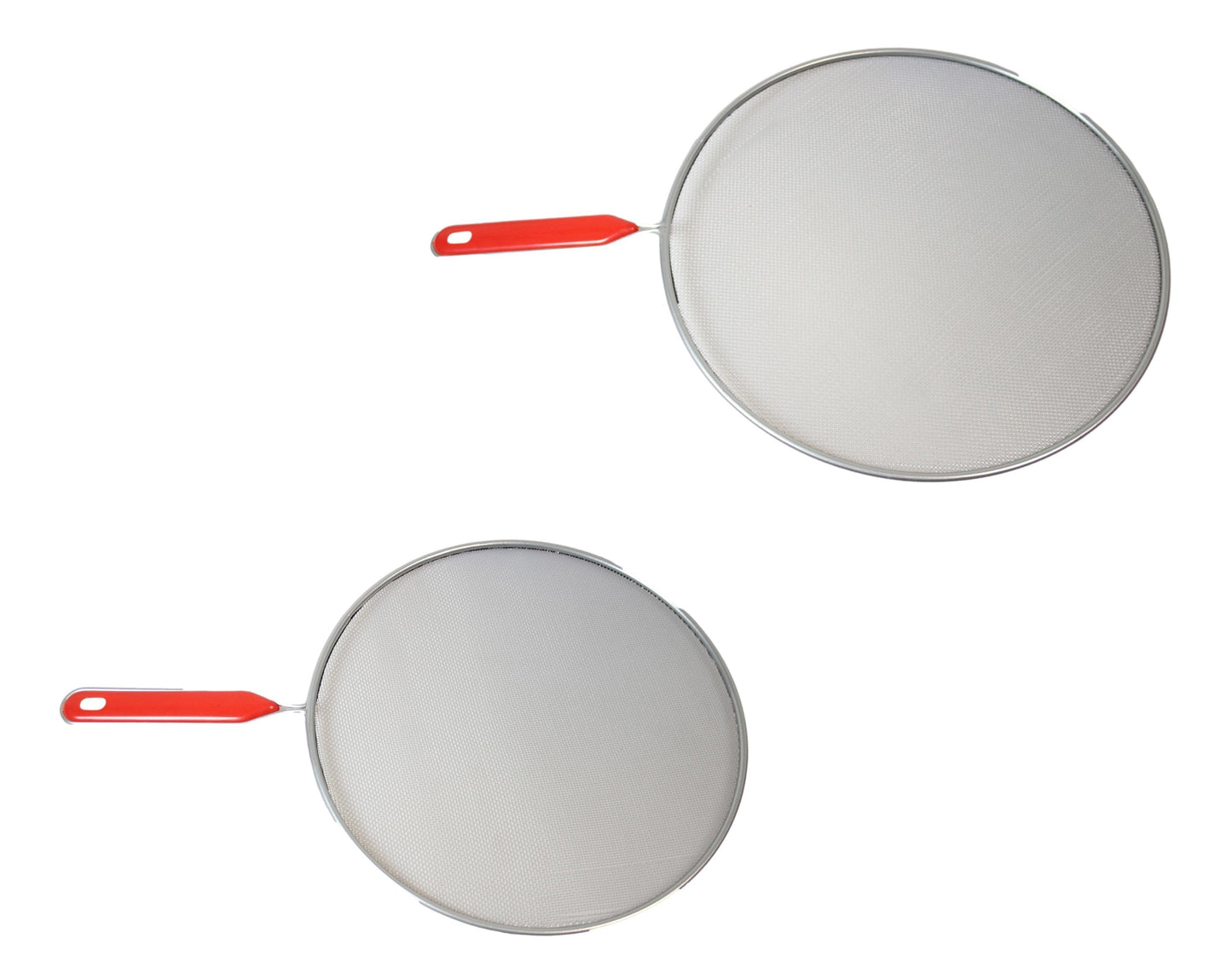 Metal Mesh Splatter Screen Cover Guard with Handle Silver Set of 2 6693