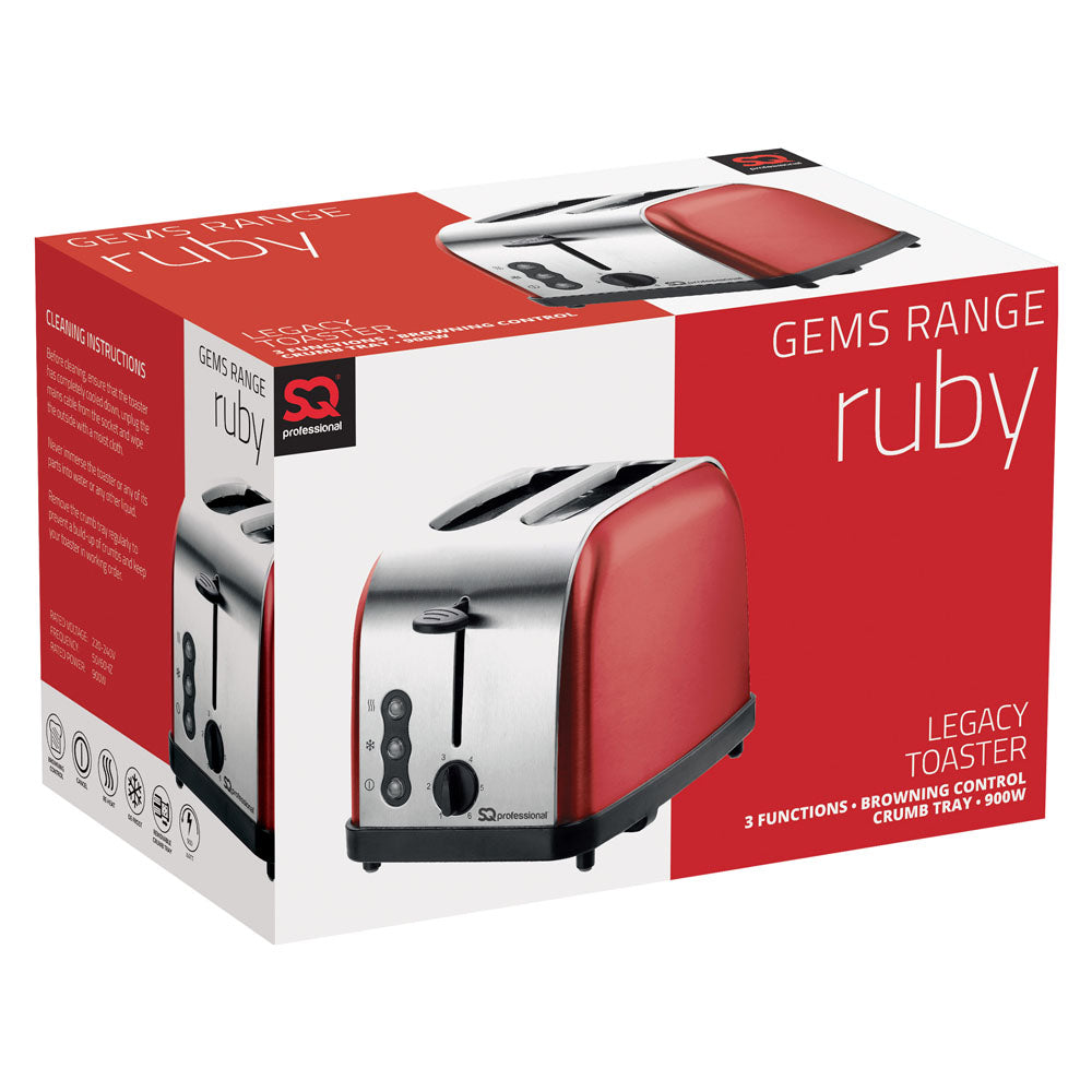 Sq Professional Gems Legacy 2 Slice Toaster 900W Ruby