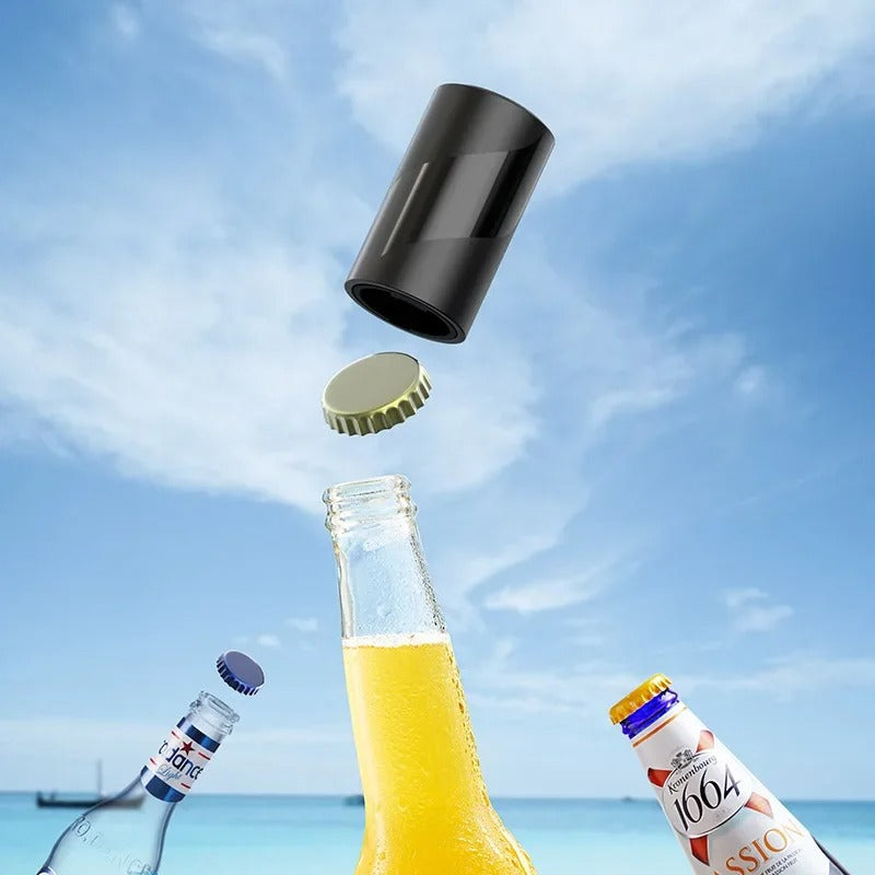 Automatic Magnetic Bottle Opener Stainless Steel Bottle Cap Push Down Opener Kitchen & Bar Tool