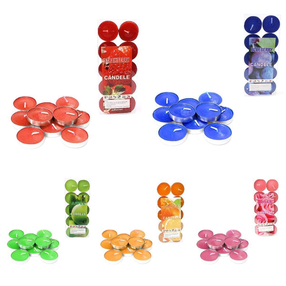 10 Pack Scented Wax Tea Light Candles Assorted Scents 0232