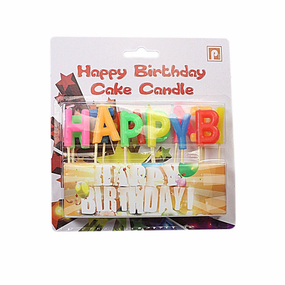 Happy Birthday Candle Letters Assorted Colours Pack of 13 0235