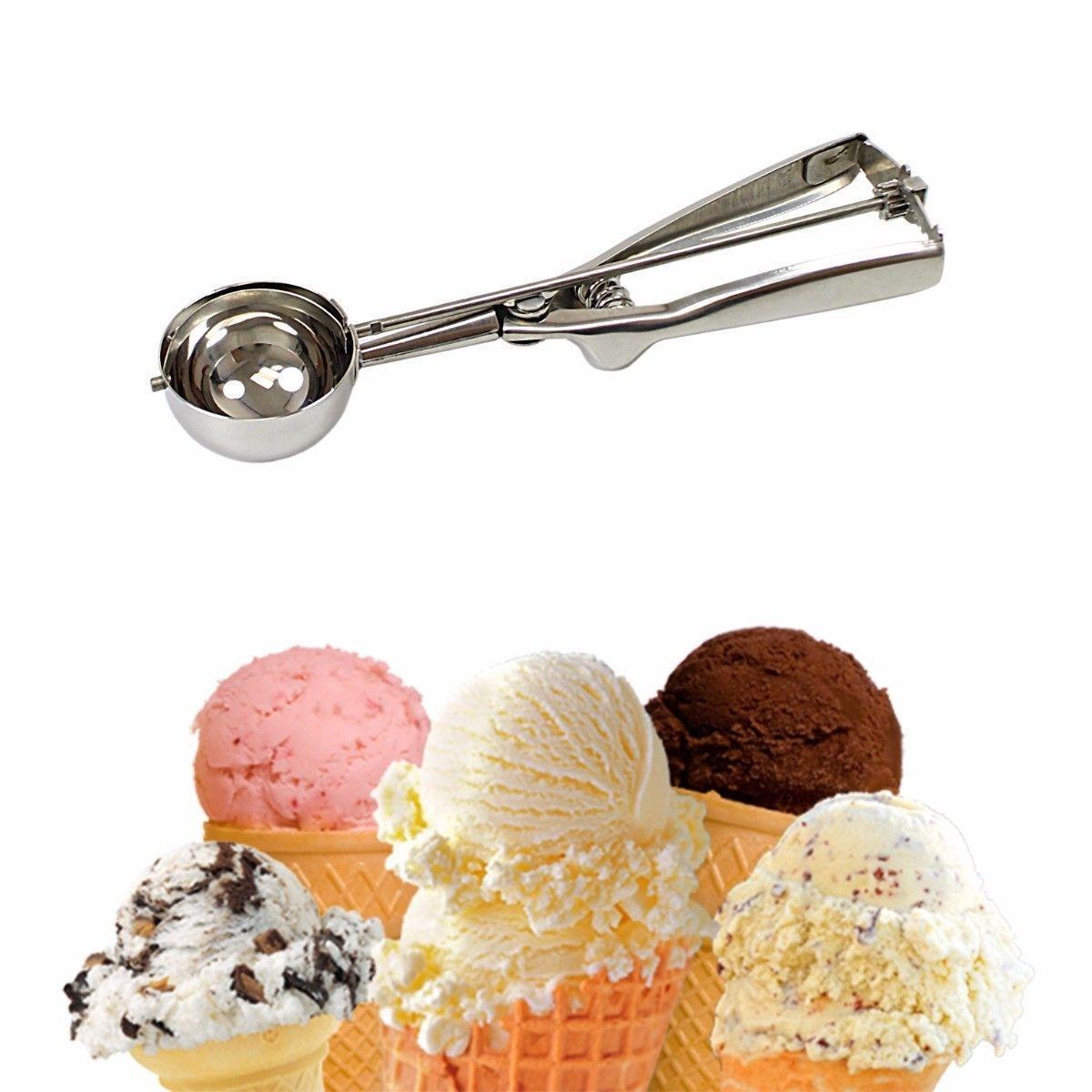 Stainless Steel Easy Use & Grip Ice Cream Food Kitchen Ball Scoop