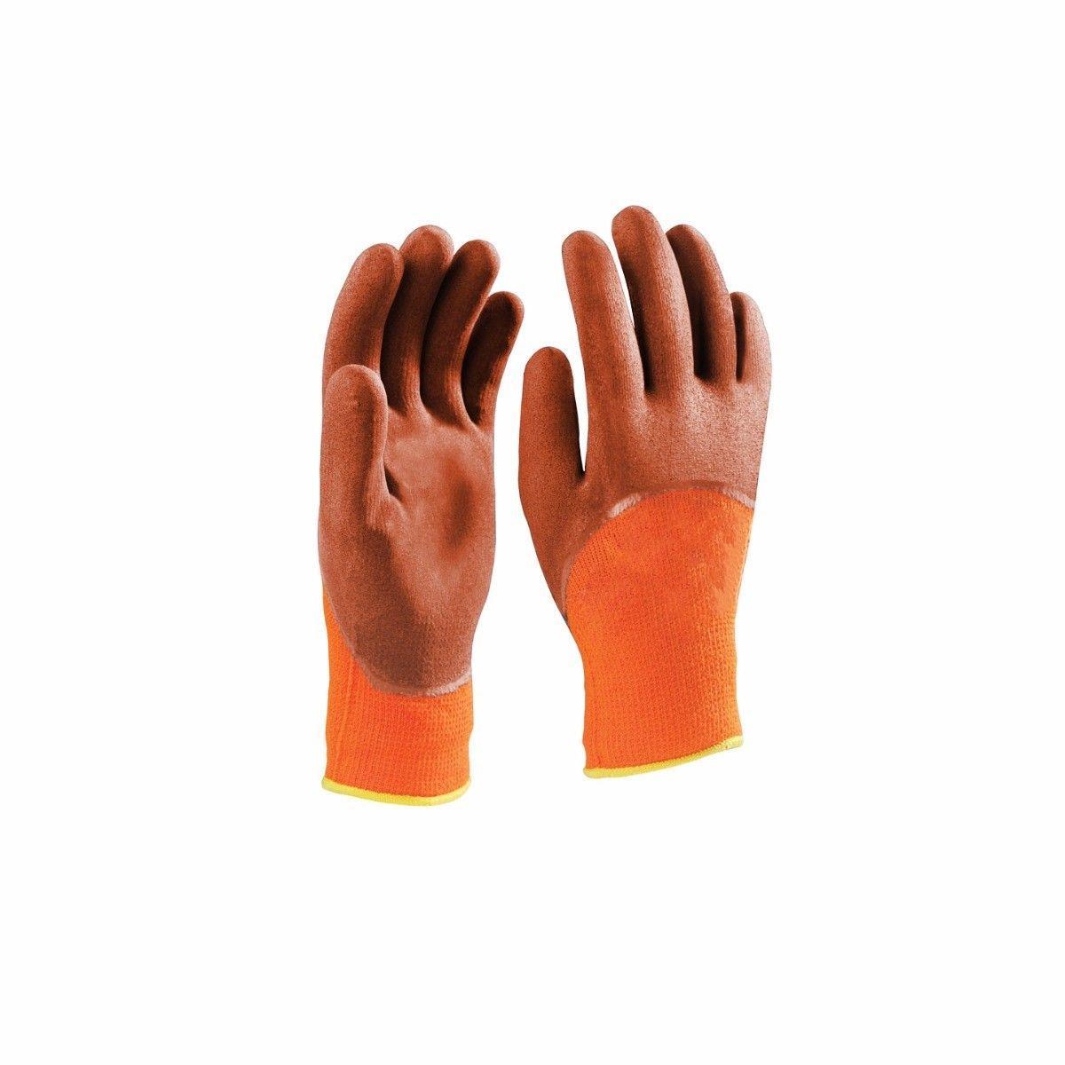 Brown Orange Working Gloves Pair One Size 3585 A