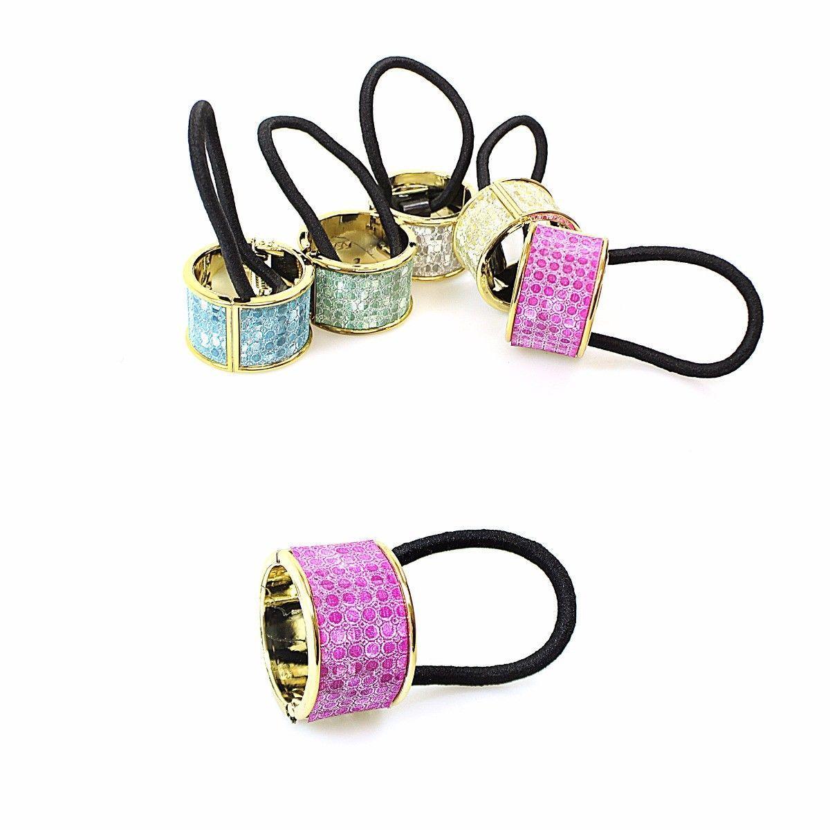 Hair Bobble Tie Band Rubber Band with Clip Assorted Designs and Colours 2317