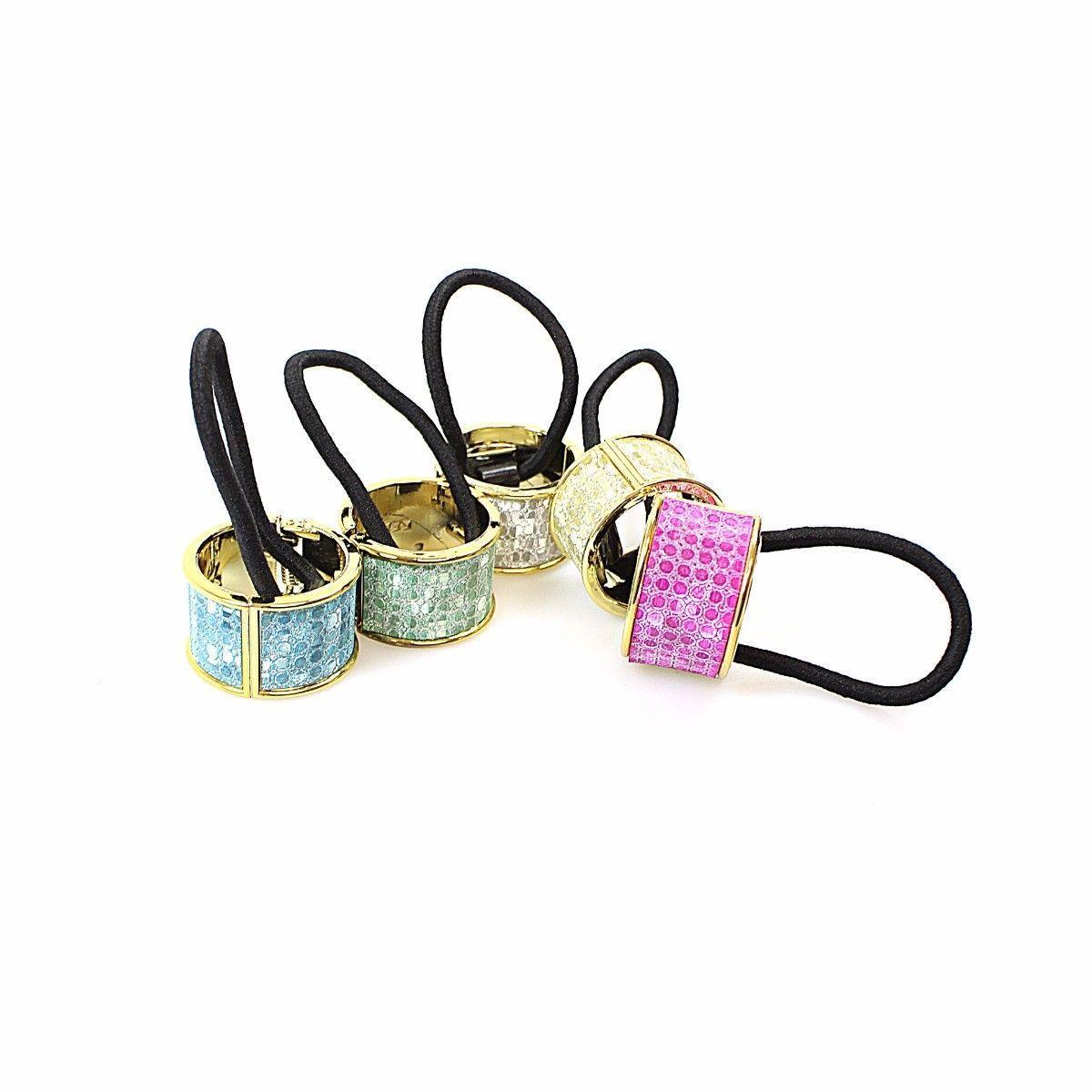 Hair Bobble Tie Band Rubber Band with Clip Assorted Designs and Colours 2317