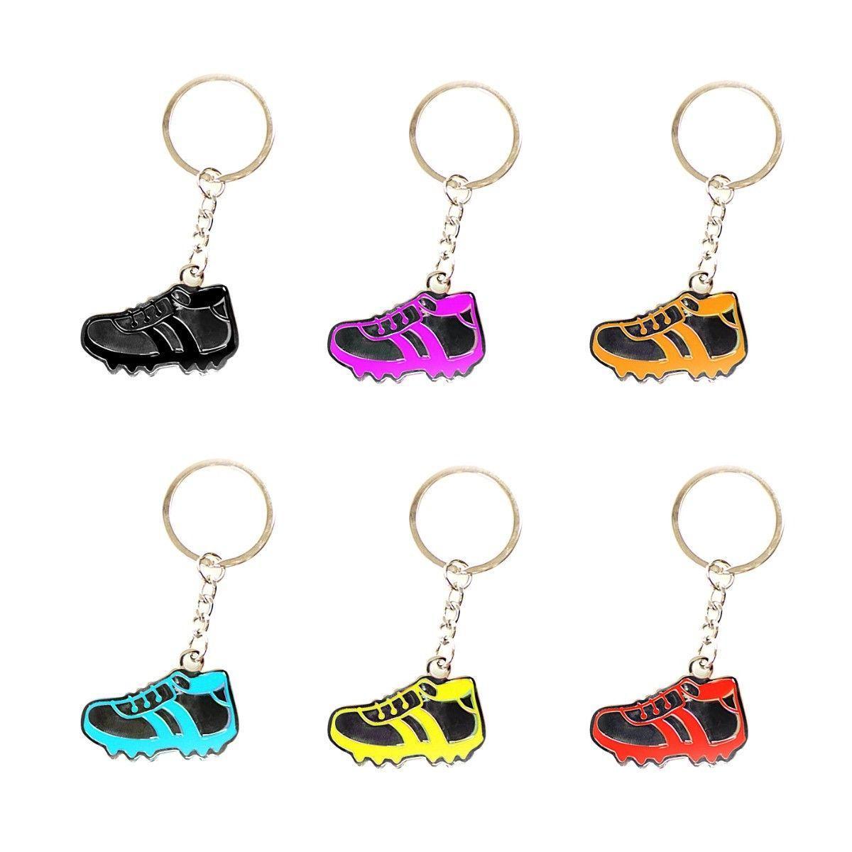 Metal Football Shoe / Number '18' 3.5 cm Keyring Keychains Assorted Colours 2518