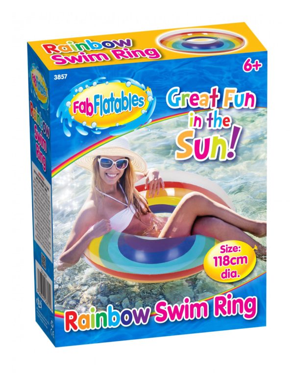 Inflatable Rainbow Swimming Pool Ring 118cm Diameter 3857