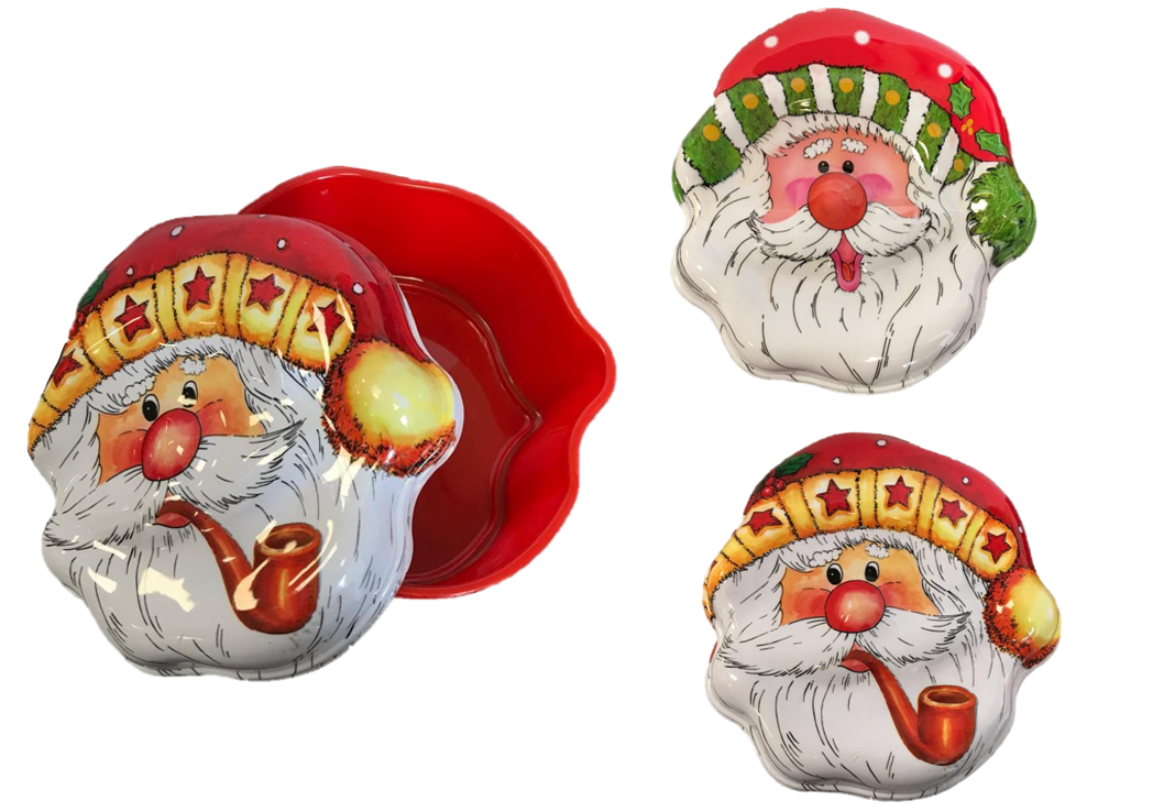 Plastic Christmas Santa Claus Cookie Box / Jelly Mould 18.5 x 17 x 6 cm Assorted Designs 3952