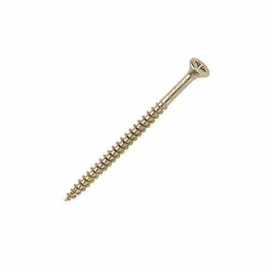 5.0 x 100 Pozi Countersunk Hardened Chipboard Wood Screws Yellow 0379