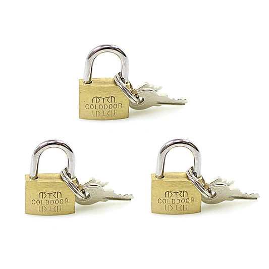 Security Brass Padlock with 2 Keys Pack of 3 Assorted Sizes 3699