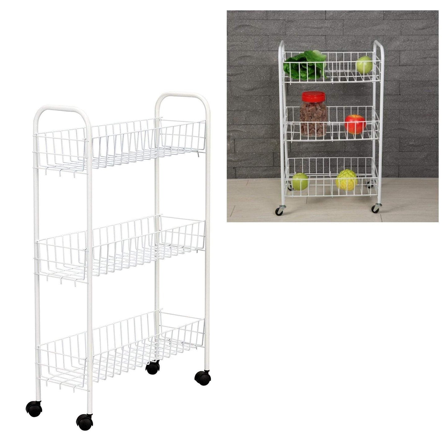 Metal 3 Tier Fruit And Vegetable Kitchen Storage Rack 32 x 62 cm 0291