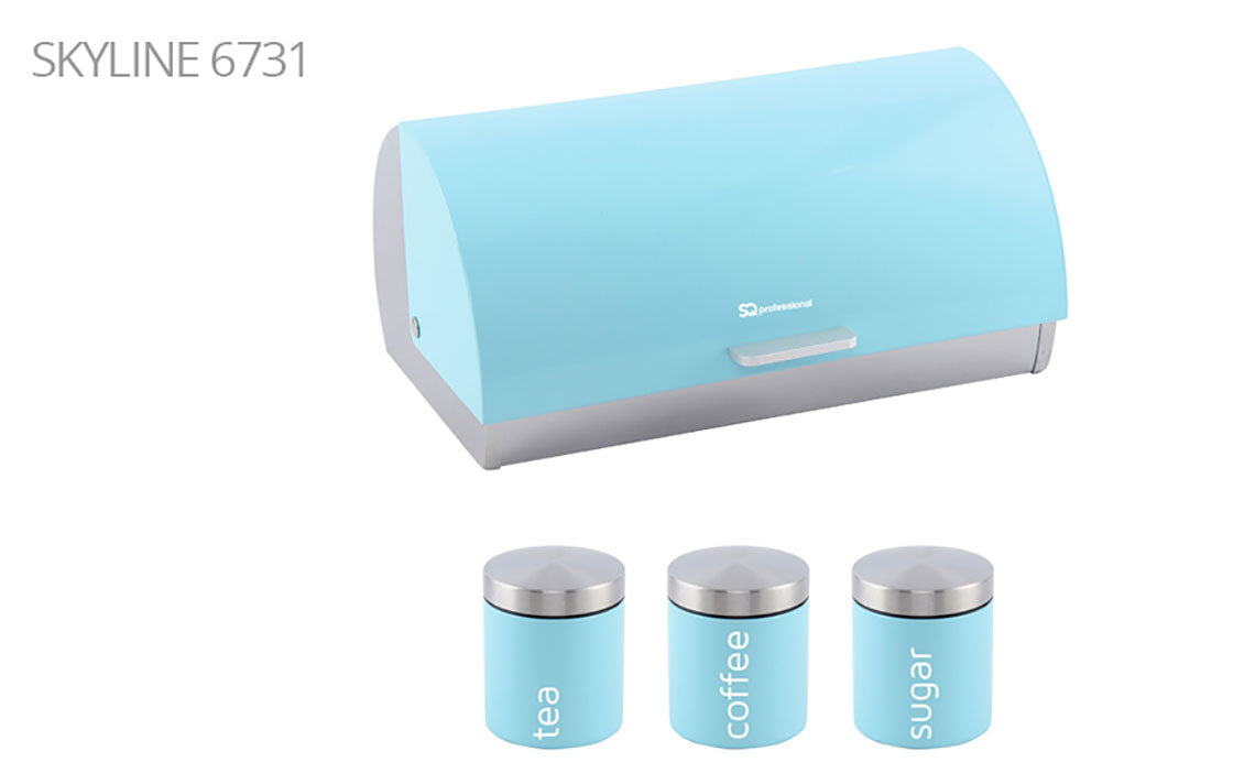 Sq Professional Dainty Metal Bread Bin With 3 Canisters Skyline