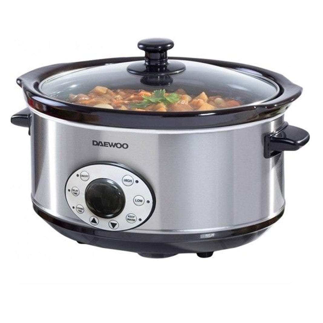 Daewoo 6.50 Litre Digital Slow Cooker Stainless Steel Non Stick Casserole Oven Steam SDA1788GE
