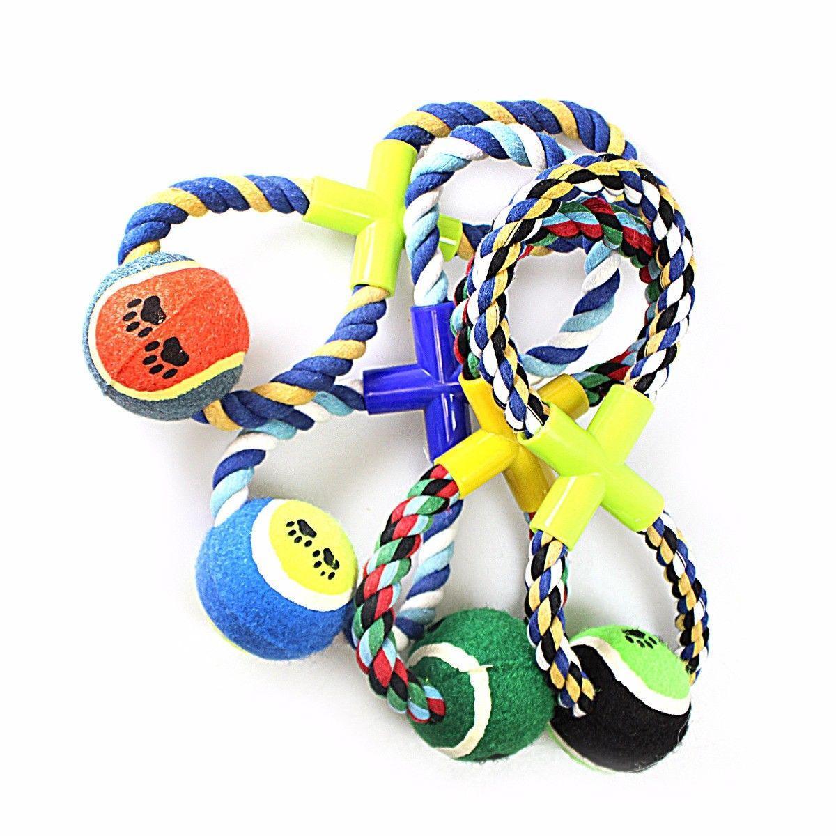 Pet Dog Toy Tennis Ball with Rope Assorted Colours 0061