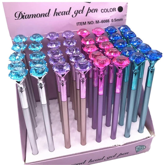 Black Ink Pen Diamond  Top Metallic Style 18 cm Assorted Colours 6219