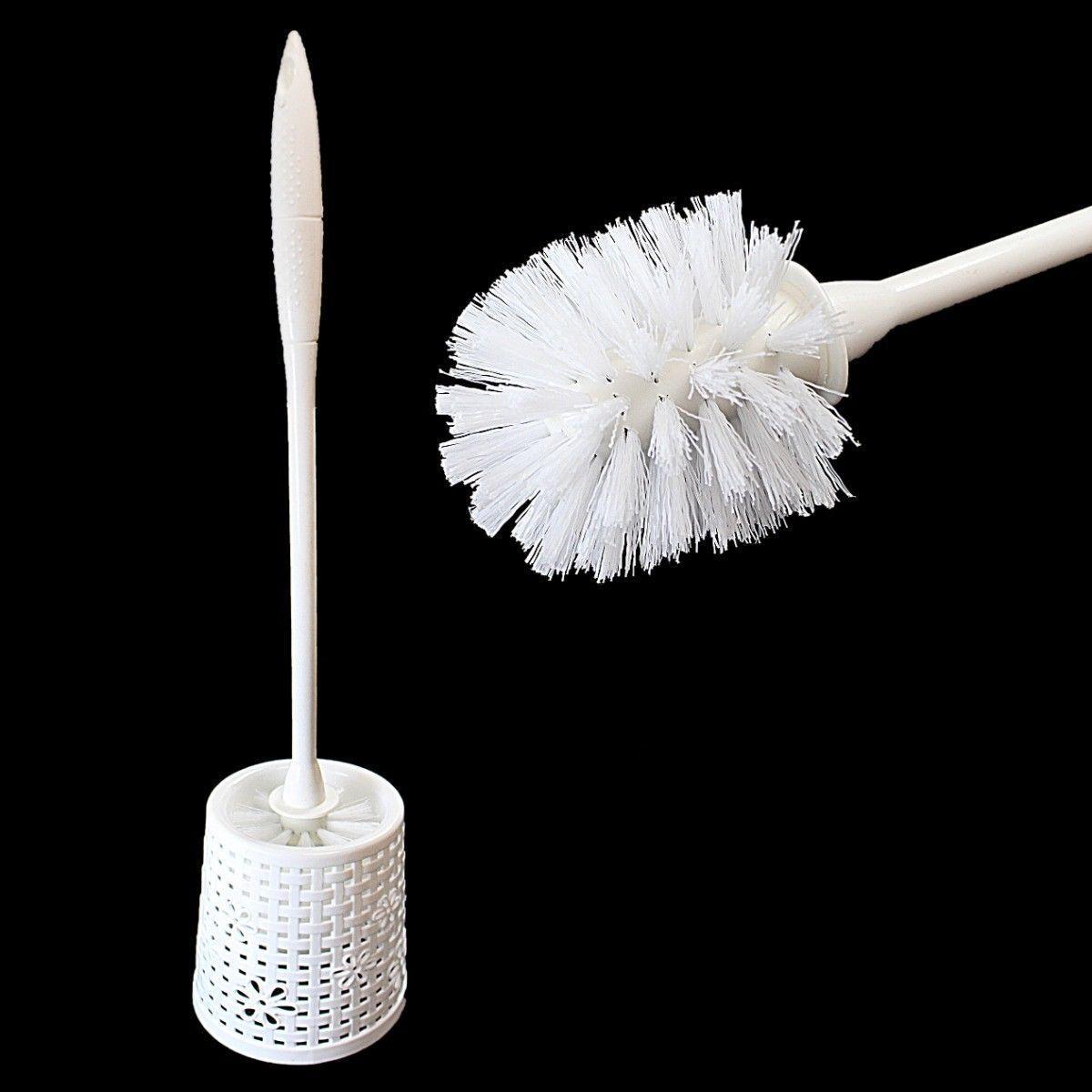 Plastic Toilet Brush with Holder Floral Net Design Assorted Colours 4294 A