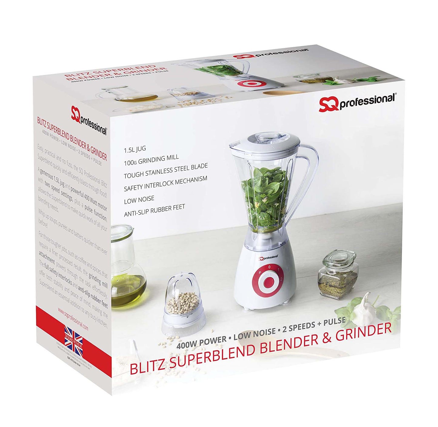 SQ Professional Blitz Blender and Grinder 600W Red 4157