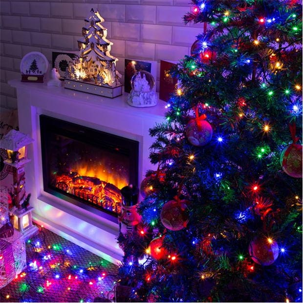 100 LED Battery Operated Timer Christmas Fairy Tree Decorative Lights - Multi Colour