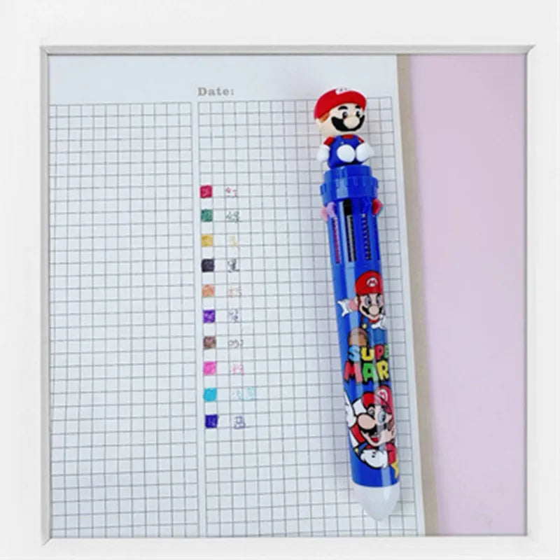 Anime Super Mario Bro Cartoon 10 Colors Ballpoint Pen Cute Gel Pen Student Supplies Stationery