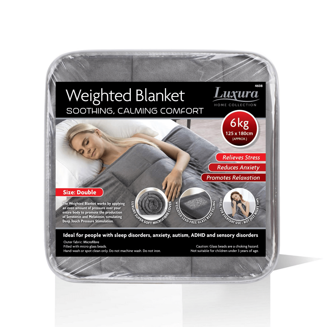 Weighted Blanket 125cm x 180cm 6kg Grey 4608