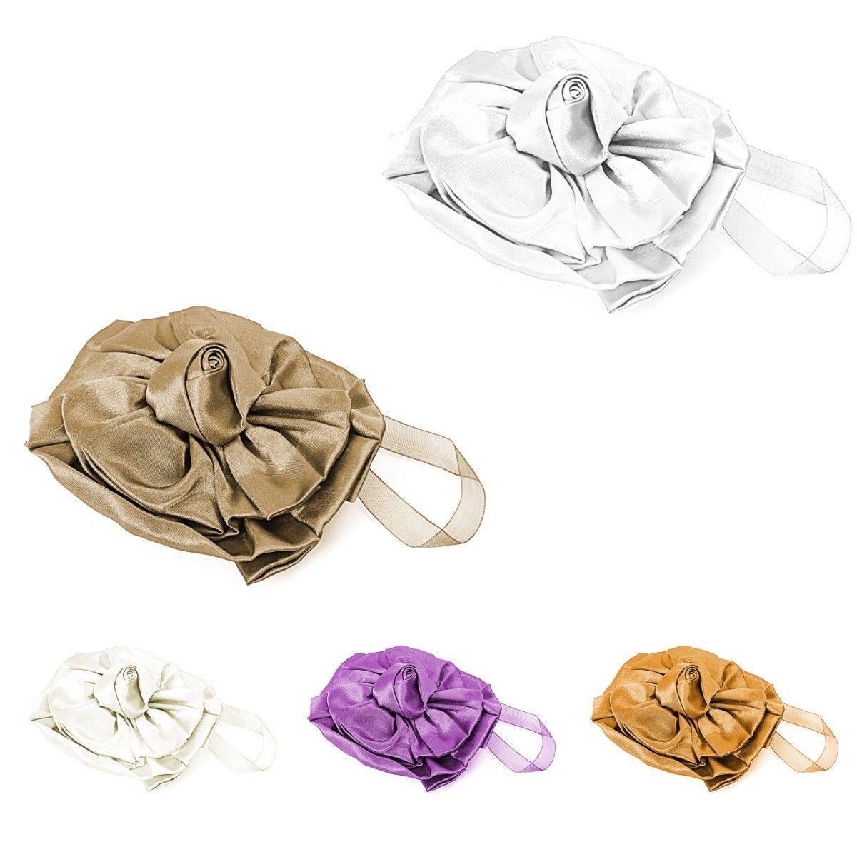 Magnetic Curtain Tie Back Satin Flower Design Assorted Colours 1773