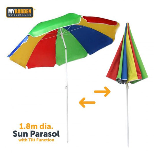 Beach Umbrella Parasol with Tilt Function 1.8 m Rainbow Colour 4708