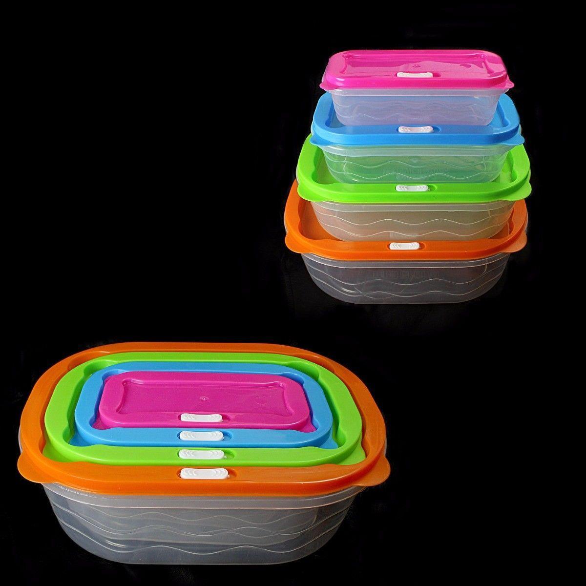 Plastic Rectangular Food Storage Containers Set of 4 0400