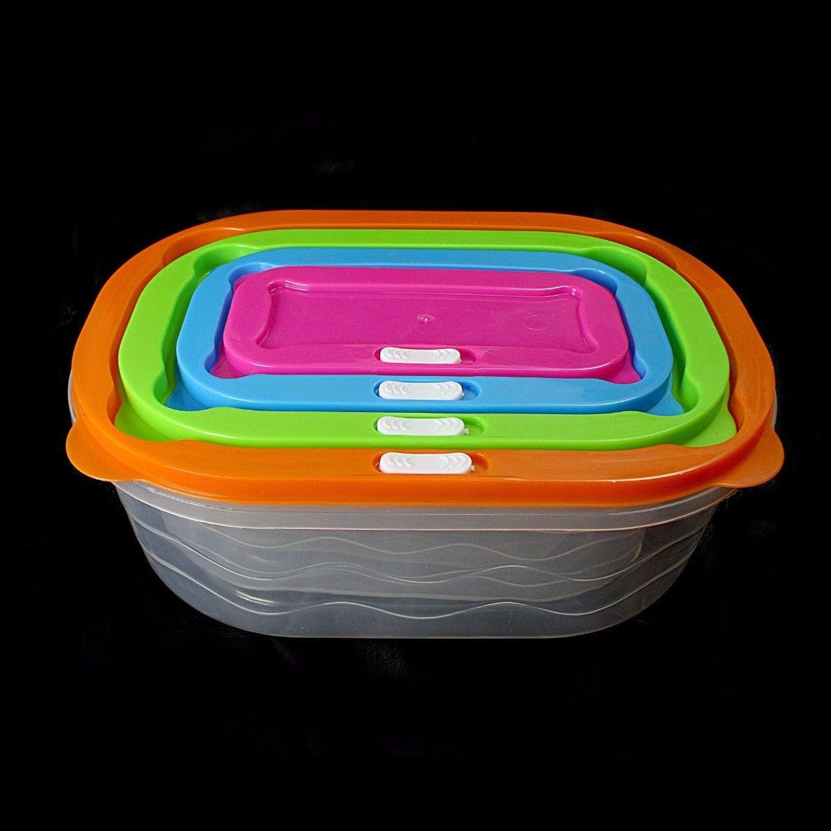 Plastic Rectangular Food Storage Containers Set of 4 0400