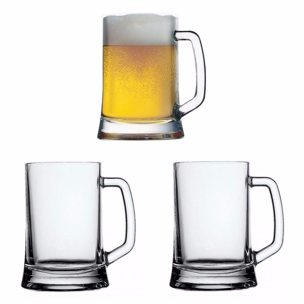 Set Of 2 High Quality Classic Heavy Duty 660ml Big Bear Glass Mugs Home Glassware 5286