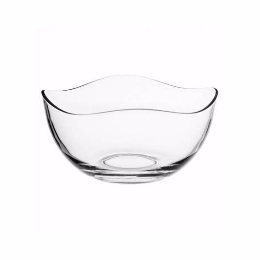 Transparent 26cm Elegantly Curved Fruit / Salad Bowl In Gloss Premium Glass Home 3344
