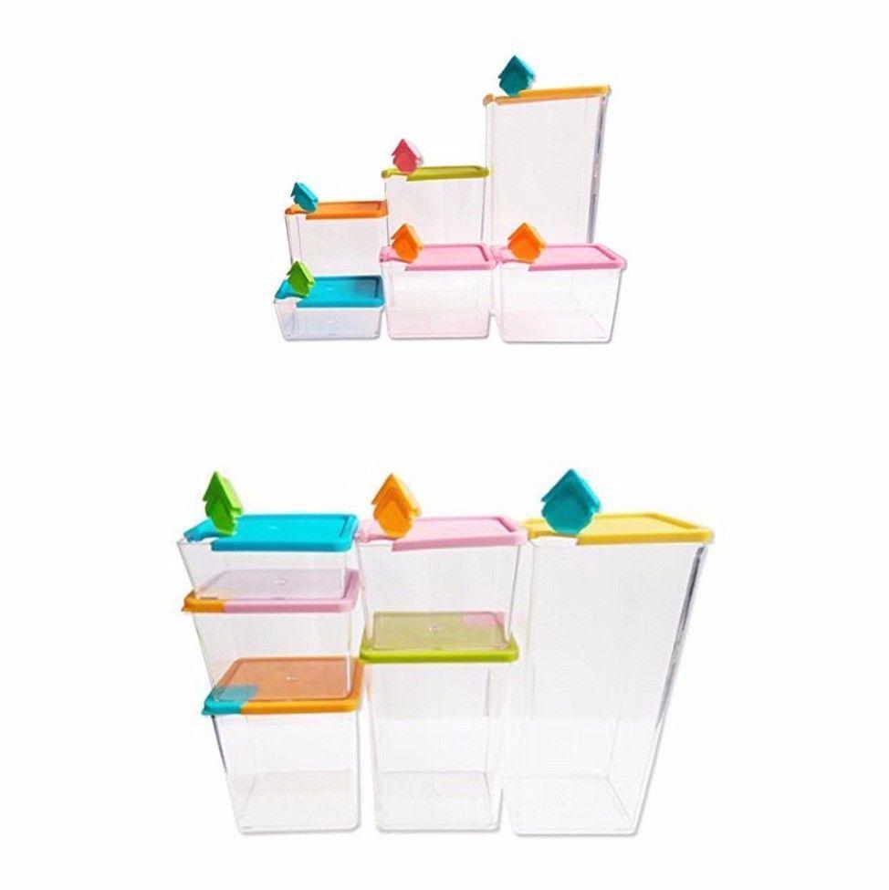 6 Piece Set Plastic Food Storage Airtight Microwave Fridge Dishwasher Safe 4064