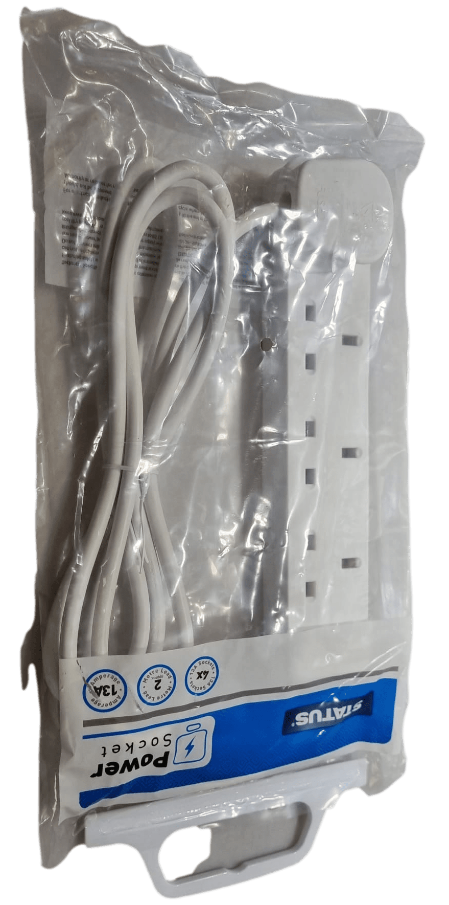 4 Way UK 3 Pin Plug Surge Protected Extension Lead 2 Metre 4WS2M20 A