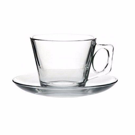 Pb Vela Glass Espresso Coffee Cups With Saucers 80Ml Set Of 12